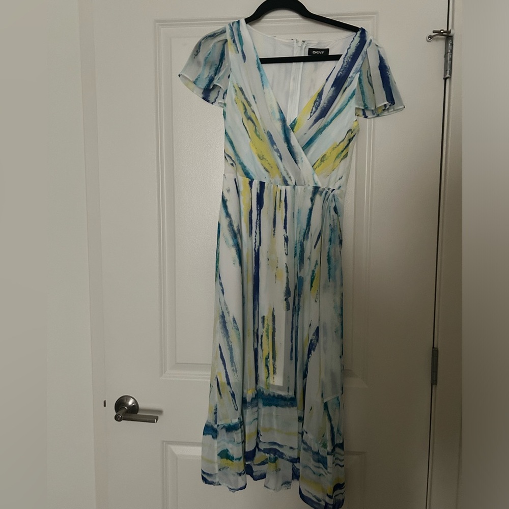 DKNY Watercolor Shoulder Sleeve Dress